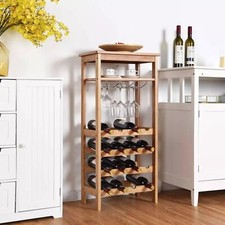 Elegantes Weinregal aus Bambus mit Glasständer – Für 16 Flaschen 100x47x30 cm