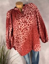 Alinie BLUSE Ballonärmel vokuhila LEO Print Italy WEINROT 42 44 46