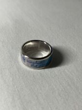 Ring mit Spruch/Shot Ring mit Zertifikat-Blau Weiß - Größe 60 (Sterling Silber)