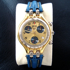 Orig. MCM / Benedict Quarz Herren bicolor Armbanduhr Datum Stoppuhr neue Bat.