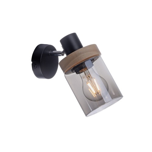 Wandlampe holz glas - holz, rauchglas