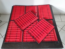 8x Organizer / Tablett Schmuck 44,0 x 30,0 cm schwarz/samt-rot Vintage Leder?