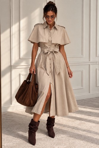 Damen midi hemdblusenkleid - damen, midi-hemdblusenkleid
