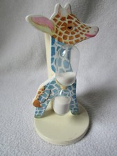 Sevi Italy Südtirol Kinder-Zahnbürstenständer Sanduhr Giraffe Holz bemalt 3min.