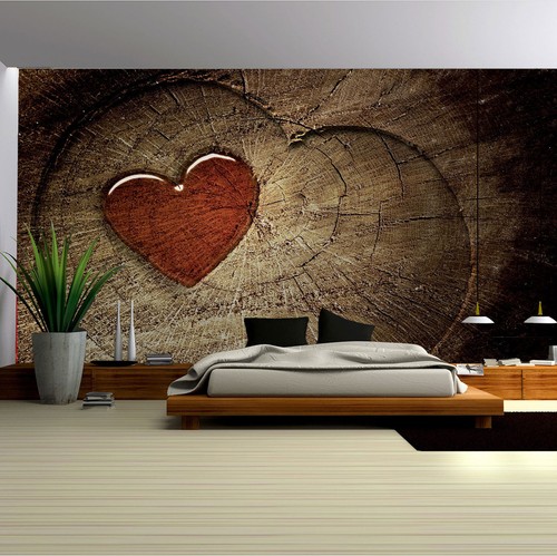 Vlies fototapete holz mit herz - holz,