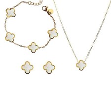 Kleeblatt armband ohrringe - ,