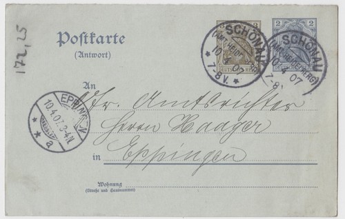 Ganzsache 3 pf - pf.,