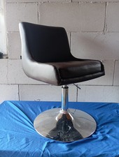 Junior Chefsessel Drehbar, Massiv mit Braunen Kunstleder, Kinderstuhl, Sessel 