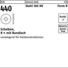100er PACK(Stk)  000440000080090000 Scheibe DIN 440 R 9 x 28 x 3 Stahl 100 HV