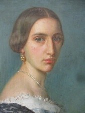 Öl a. Leinwand Gemälde Portrait Frau Dame 19. Jahrhundert und. signiert Bende(?)