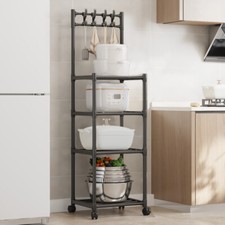 Rollwagen mit 4 Ebenen Lagerwagen auf Rollen Küchenregal für Wäsche Badezimmer