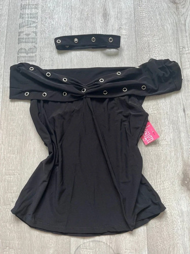 Black carmen top mit halsband - black,