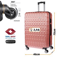 XL Koffer Reisekoffer Travel Hartschalenkoffer Reisen 46 x 75 x 30 cm Rose