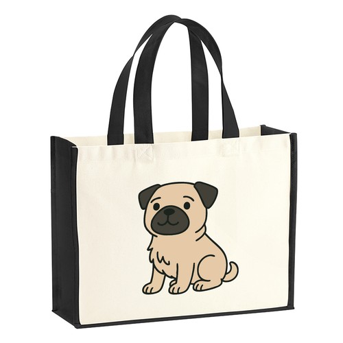 Jutetasche mops pug comic - pug,