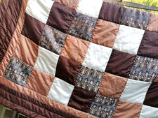 TAGESDECKE 250 x 170 braun-Töne Ethno-Look Innenseite einfarbig braun Satin