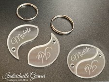 2 Schlüsselanhänger Ying & Yang - Acrylglas inkl. Gravur Liebe Geschenk WOW D2