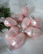 8 Weihnachtskugeln-Eicheln--Glas--rosa matt/glanz--Mini Kugeln--Baumschmuck-Deko
