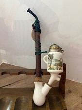 Alte Pfeife Tabakpfeife Jägerpfeife Porzellan Bierkrugpfeife Motiv Hirsch Jagd