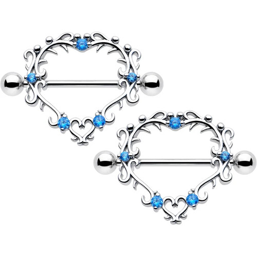 14g blaue saphir nippelring - 14g,