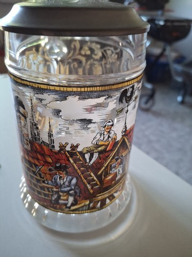 Dachdecker bierkrug zinndeckel - dachdecker,