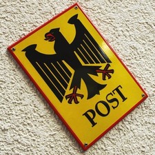 POST Antikes Emailschild Bonn um 1955 Postamt Bundesadler kpl. mit Ösen MAKELLOS