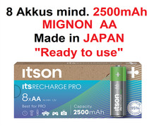 8x MIGNON AKKU AA PRO 2500mAh Typ AA MIGNON  ready to use Made in JAPAN