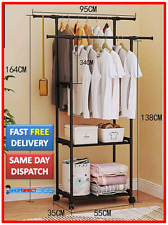 Schwerlast Metall Doppelstange Kleidung Kleider Hängeregal Schuhregal Ständer 323