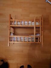 Großes Puppenetagenbett aus massivem Holz inkl. Leiter mit Bettzeug