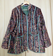 Jacke, Damen,  Indigo Moon, braun, Ausbrenner Samt, Zierband,  Gr. 50 