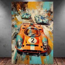 LEINWAND BILDER XXL ABSTRAKT AUTO RENNEN 917 MODERNE KUNST WAND POSTER P1556