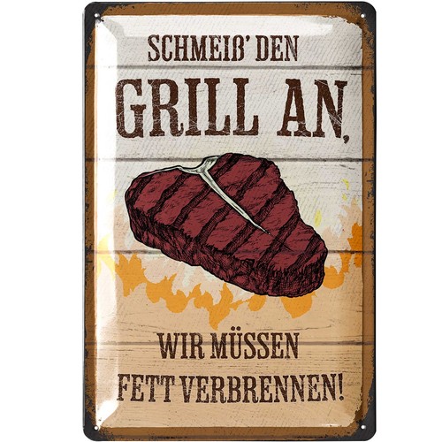 Retro blechschilder grillen - blechschilder,