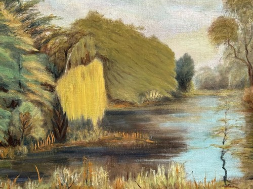 ölgemälde weiher landschaft - weiher,