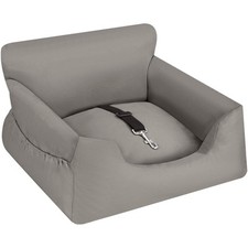 Hundeautositz Milow, gepolstert, mit Sicherheitsleine grau B-Ware