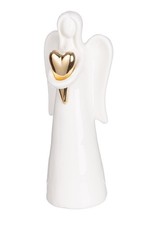 Engel mit Herz Keramik weiß Pozellan Gadria