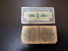 2 Banknoten Alliierte Militär Behörde Österreich 1 Schilling,  2 Schilling 