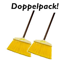 2 Stück Universal Kehrbesen BROOMI mit Stiel Besen gelb Kehrbesen Gartenbesen