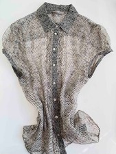 ZARA Seidenbluse - schwarz/natur mit Punkten - Gr. L - NEU!