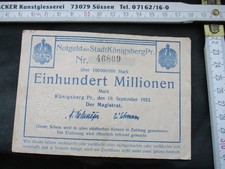 Münzen-Papiergeld-100 Millionen 1923,Notgeld Königsberg-Ost-Westpreussen