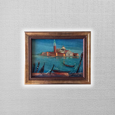 ORIGINAL Ölgemälde auf Karton inkl. Rahmen | Markusturm/Venedig | Signiert