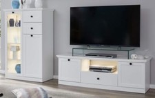 Wohnwand weiß matt Landhaus