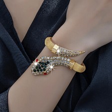 Modische Damen Zirkonia Schlangen Armband Reif Ketten Statement Cocktail Armreif