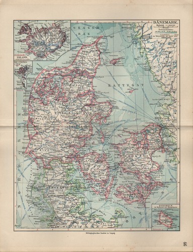 Landkarte map 1912 dänemark - map, 1912: