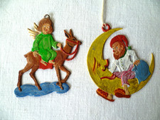 Sehr alte Zinnfiguren Flachfiguren -  Weihnachten - Engel auf Rehr, Sandmann