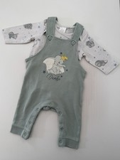 Disney Baby Latzhose & Langarmbody Größe 62 • Elefant Dumbo Set Outfit Strampler