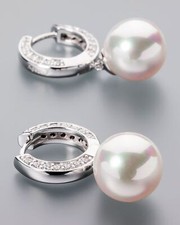 Schmuck Creolen Silber 925 rhodiniert MK-Perle 12mm silberpink Zirkonia Ä4775