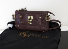 Karen Ly - kleine Clutch / Damentasche - Echtleder braun - mit Staubbeutel