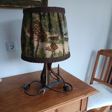 Tischlampe, Standfuss: Geweih, Stoffschirm
