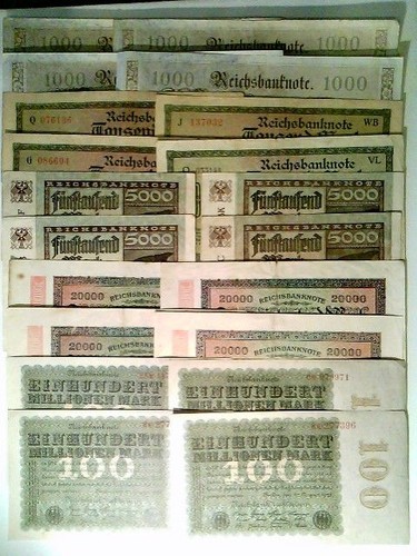 Reichsbanknoten 4x 1000 - 20,