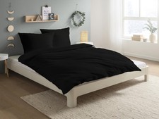 Bettwäsche Biber Schwarz Uni Flanell Bettbezug Set + Kissenbezug 100% Baumwolle