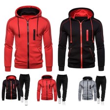 Herren Jogginganzug Trainingsanzug Freizeitanzug Reißverschluss Hoodie Tracksuit